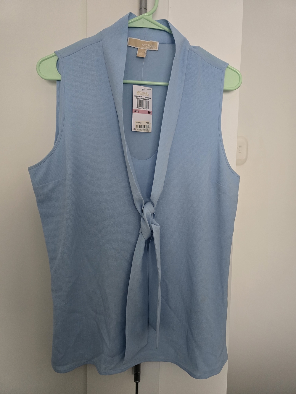 Michael Kors Light Blue Sleeveless Tie-Neck Camisole